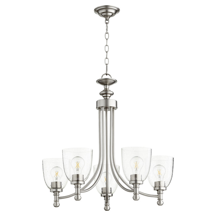 Myhouse Lighting Quorum - 6122-5-265 - Five Light Chandelier - Rossington - Satin Nickel w/ Clear/Seeded