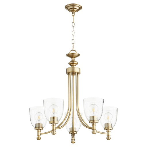 Myhouse Lighting Quorum - 6122-5-280 - Five Light Chandelier - Rossington - Aged Brass w/ Clear/Seeded