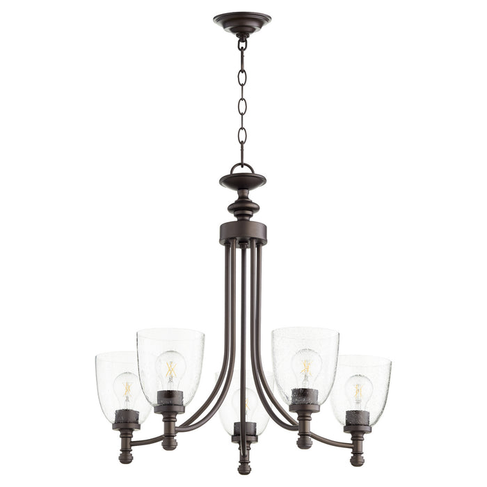 Myhouse Lighting Quorum - 6122-5-286 - Five Light Chandelier - Rossington - Oiled Bronze w/ Clear/Seeded