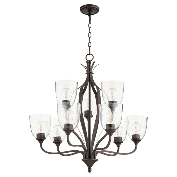 Myhouse Lighting Quorum - 6127-9-286 - Nine Light Chandelier - Jardin - Oiled Bronze w/ Clear/Seeded