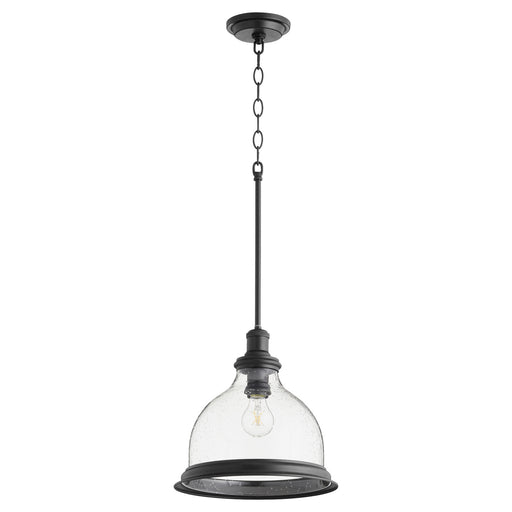 Myhouse Lighting Quorum - 6193-12-69 - One Light Pendant - Ring Lighting Series - Textured Black w/ Clear/Seeded