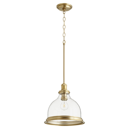 Myhouse Lighting Quorum - 6193-12-80 - One Light Pendant - Ring Lighting Series - Aged Brass w/ Clear