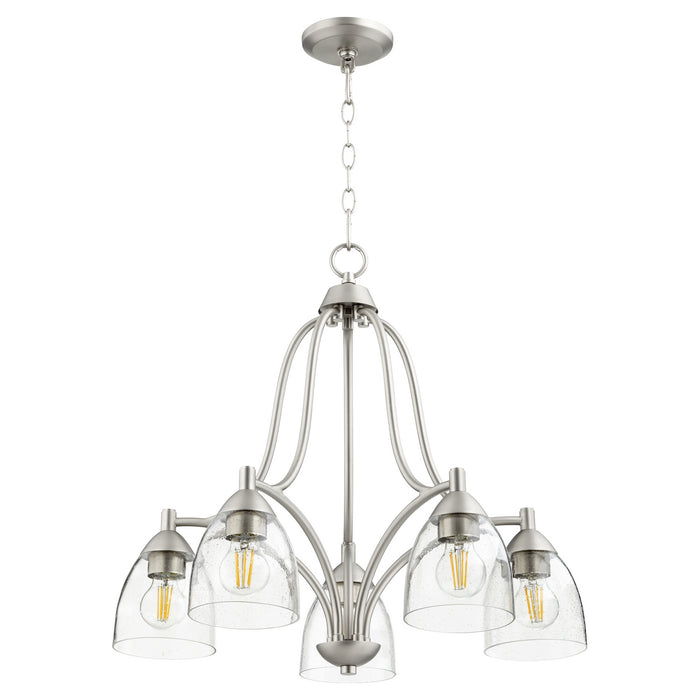 Myhouse Lighting Quorum - 6369-5-265 - Five Light Chandelier - Barkley - Satin Nickel w/ Clear/Seeded