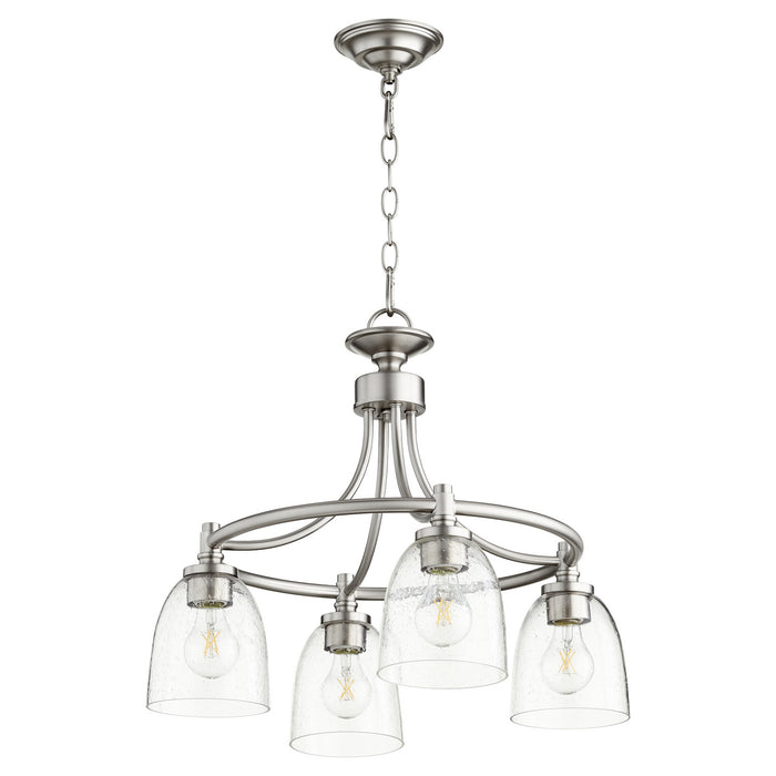 Myhouse Lighting Quorum - 6422-4-265 - Four Light Chandelier - Rossington - Satin Nickel w/ Clear/Seeded