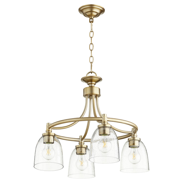 Myhouse Lighting Quorum - 6422-4-280 - Four Light Chandelier - Rossington - Aged Brass w/ Clear/Seeded