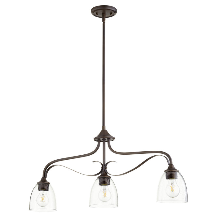 Myhouse Lighting Quorum - 6627-3-286 - Three Light Island Pendant - Jardin - Oiled Bronze w/ Clear/Seeded