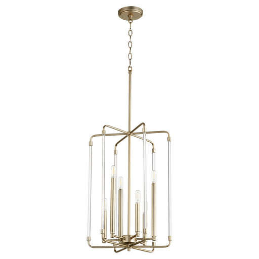 Myhouse Lighting Quorum - 8114-6-80 - Six Light Entry Pendant - Optic - Aged Brass