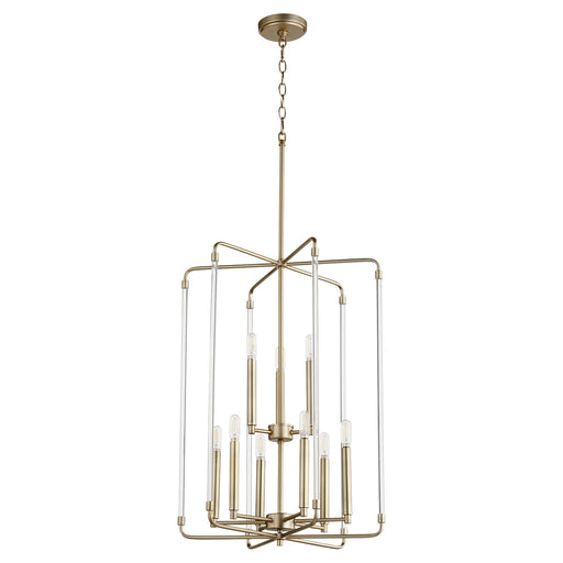 Myhouse Lighting Quorum - 8114-9-80 - Nine Light Entry Pendant - Optic - Aged Brass