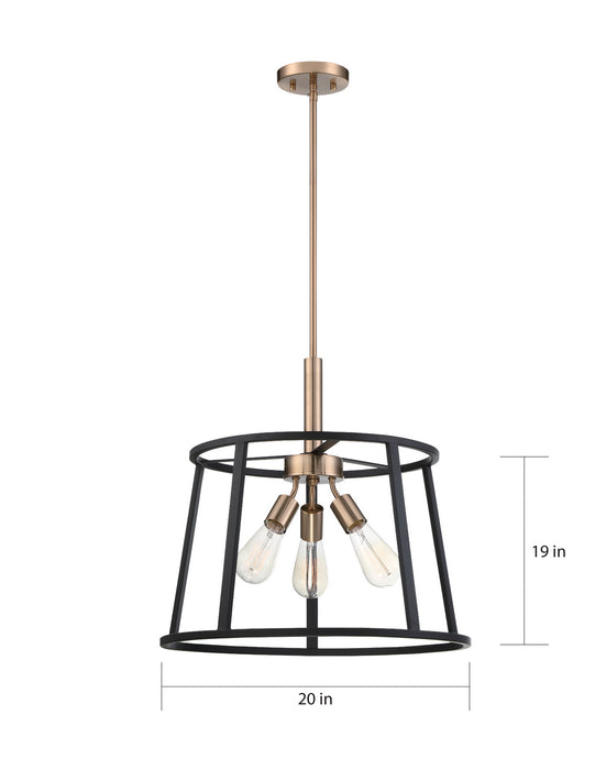 Myhouse Lighting Nuvo Lighting - 60-6642 - Three Light Pendant - Chassis - Copper Brushed Brass / Matte Black