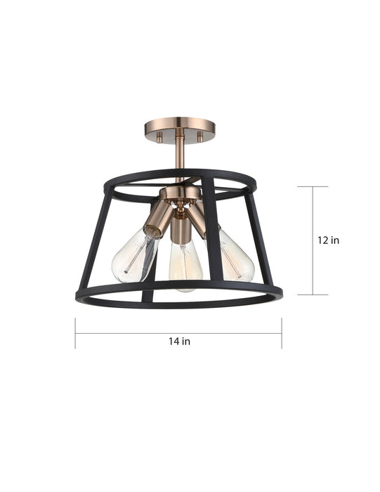 Myhouse Lighting Nuvo Lighting - 60-6643 - Three Light Semi Flush Mount - Chassis - Copper Brushed Brass / Matte Black