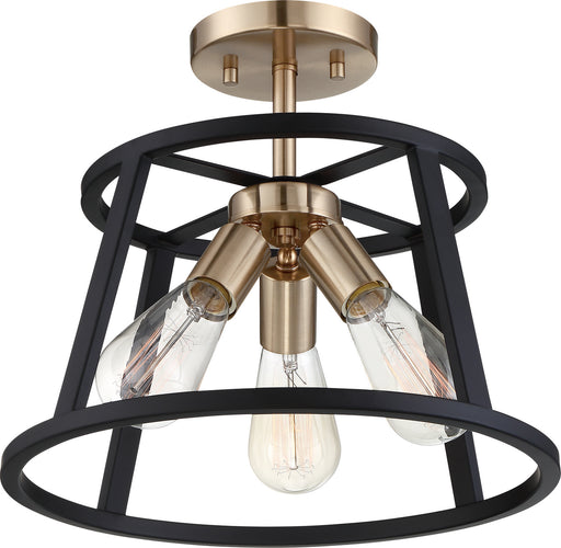Myhouse Lighting Nuvo Lighting - 60-6643 - Three Light Semi Flush Mount - Chassis - Copper Brushed Brass / Matte Black
