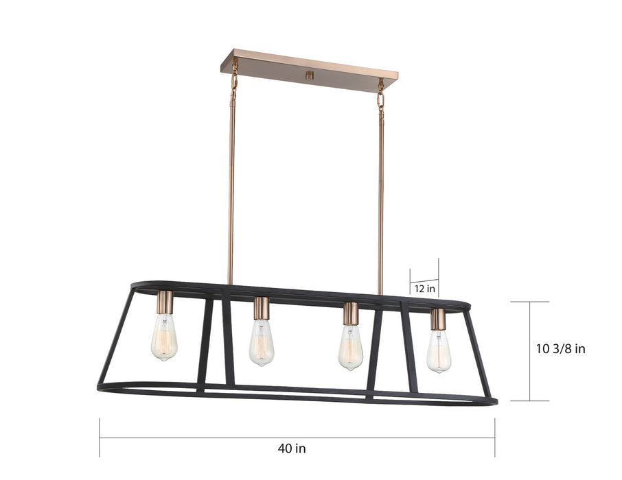 Myhouse Lighting Nuvo Lighting - 60-6644 - Four Light Island Pendant - Chassis - Copper Brushed Brass / Matte Black