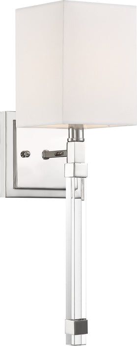 Myhouse Lighting Nuvo Lighting - 60-6682 - One Light Wall Sconce - Thompson - Polished Nickel / White Fabric