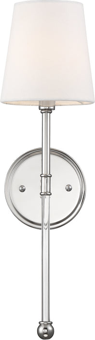 Myhouse Lighting Nuvo Lighting - 60-6688 - One Light Wall Sconce - Olmstead - Polished Nickel / White Fabric