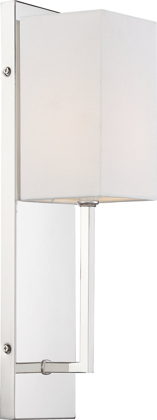 Myhouse Lighting Nuvo Lighting - 60-6693 - One Light Wall Sconce - Vesey - Polished Nickel / White Fabric