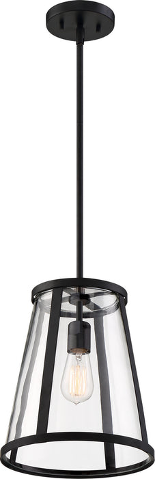 Myhouse Lighting Nuvo Lighting - 60-6699 - One Light Pendant - Bruge - Matte Black / Clear Glass