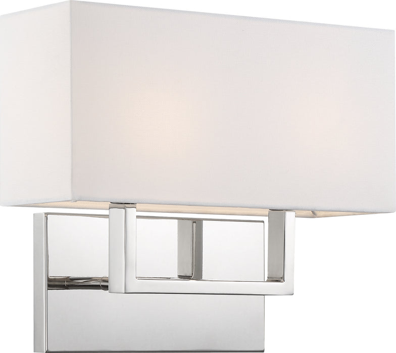 Myhouse Lighting Nuvo Lighting - 60-6718 - Two Light Vanity - Tribeca - Polished Nickel / White Fabric