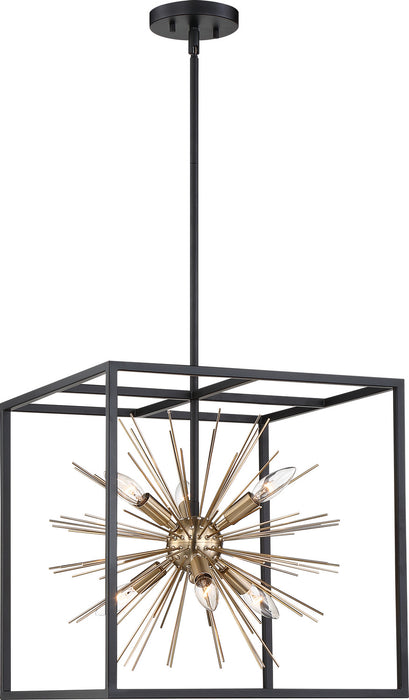 Myhouse Lighting Nuvo Lighting - 60-6730 - Six Light Pendant - Spirefly - Matte Black / Burnished Brass