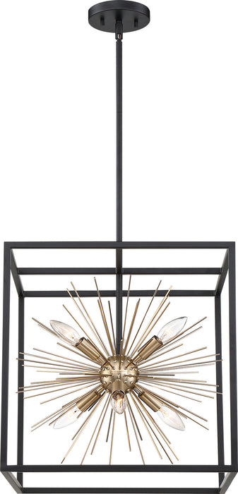 Myhouse Lighting Nuvo Lighting - 60-6730 - Six Light Pendant - Spirefly - Matte Black / Burnished Brass