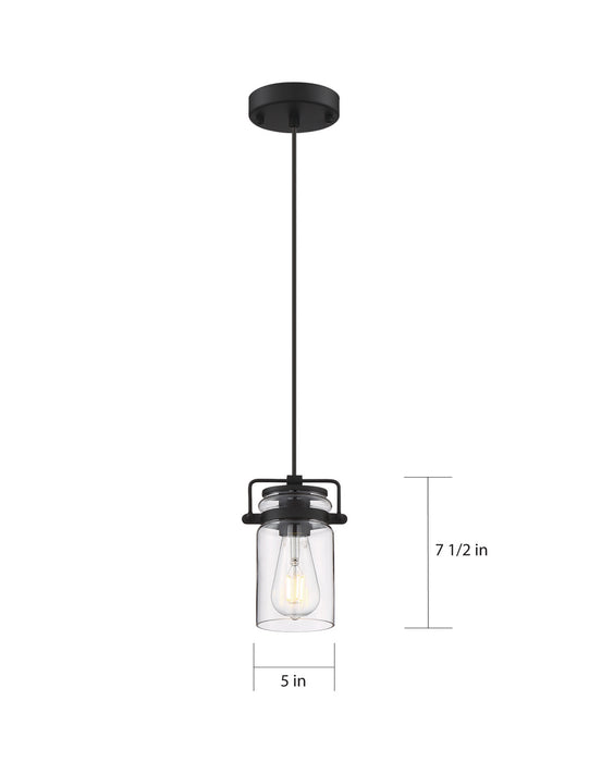 Myhouse Lighting Nuvo Lighting - 60-6732 - One Light Mini Pendant - Antebellum - Matte Black / Clear Glass