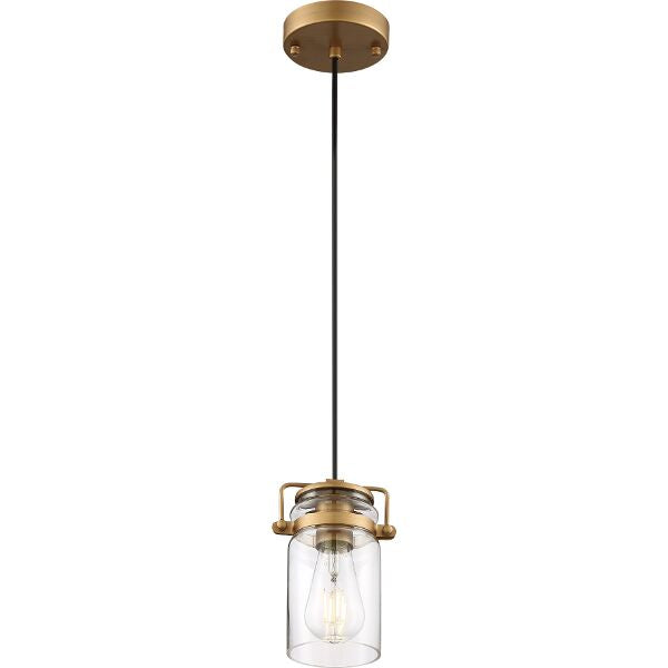 Myhouse Lighting Nuvo Lighting - 60-6735 - One Light Mini Pendant - Antebellum - Vintage Brass / Clear Glass