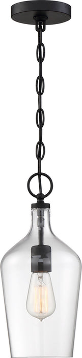 Myhouse Lighting Nuvo Lighting - 60-6749 - One Light Pendant - Hartley - Matte Black / Clear Glass