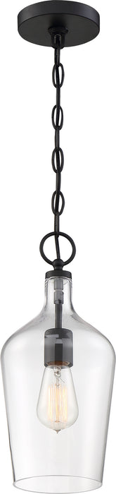 Myhouse Lighting Nuvo Lighting - 60-6749 - One Light Pendant - Hartley - Matte Black / Clear Glass