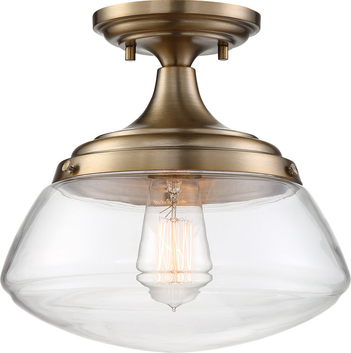 Myhouse Lighting Nuvo Lighting - 60-6797 - One Light Semi Flush Mount - Kew - Burnished Brass / Clear
