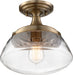 Myhouse Lighting Nuvo Lighting - 60-6797 - One Light Semi Flush Mount - Kew - Burnished Brass / Clear