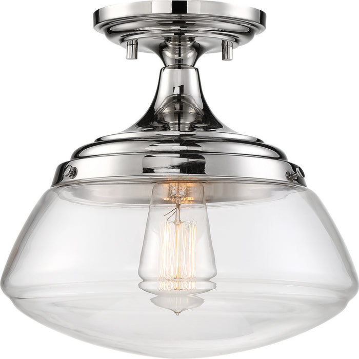 Myhouse Lighting Nuvo Lighting - 60-6798 - One Light Semi Flush Mount - Kew - Polished Nickel / Clear Glass