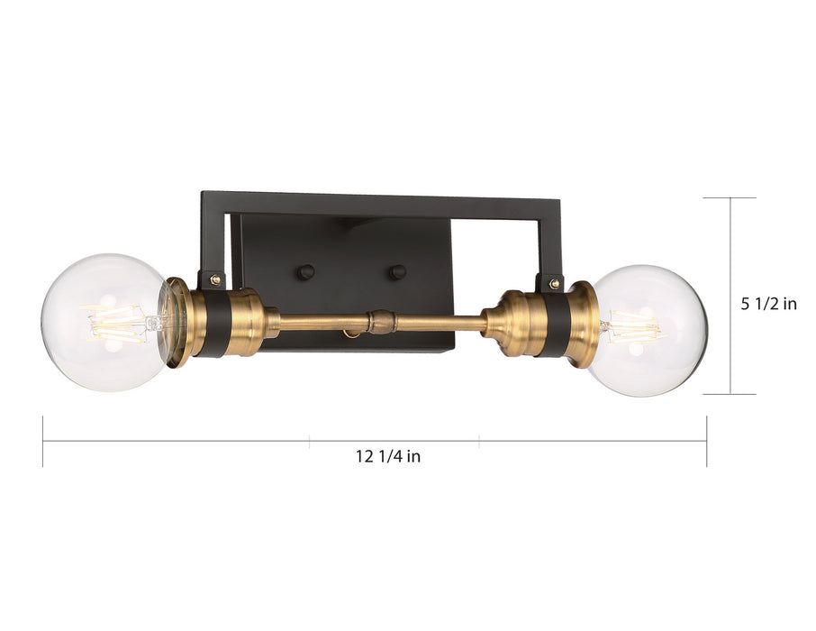 Myhouse Lighting Nuvo Lighting - 60-6972 - Two Light Vanity - Intention - Warm Brass / Black