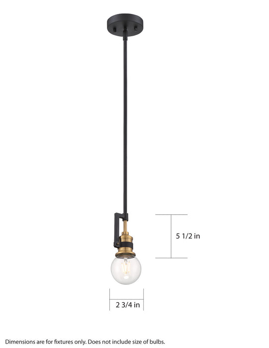 Myhouse Lighting Nuvo Lighting - 60-6975 - One Light Mini Pendant - Intention - Warm Brass / Black