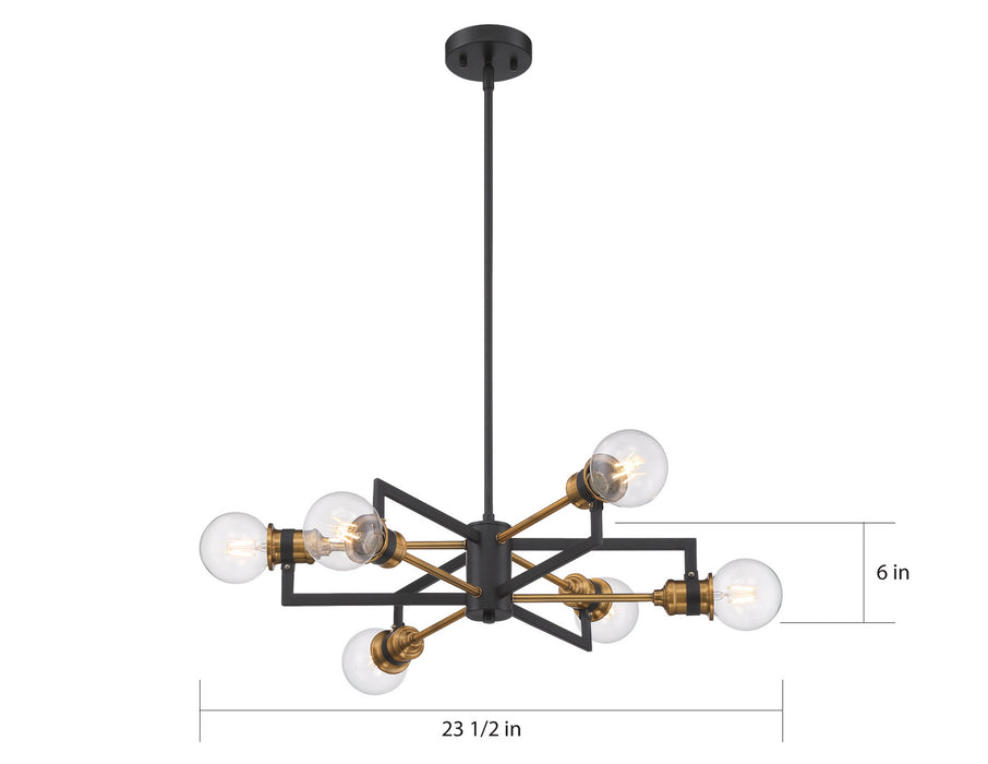 Myhouse Lighting Nuvo Lighting - 60-6976 - Six Light Chandelier - Intention - Warm Brass / Black