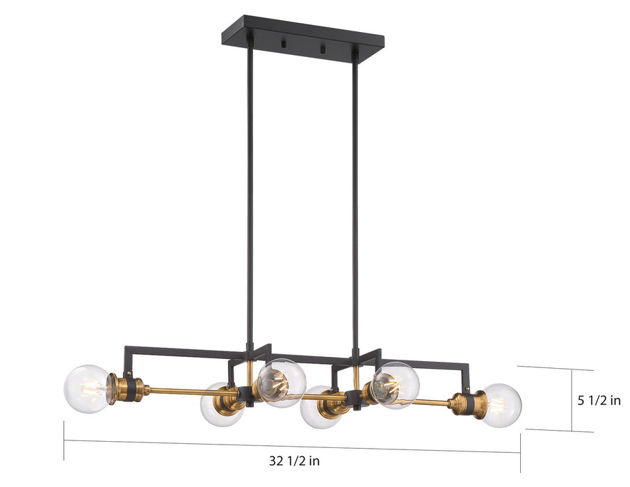 Myhouse Lighting Nuvo Lighting - 60-6977 - Six Light Island Pendant - Intention - Warm Brass / Black