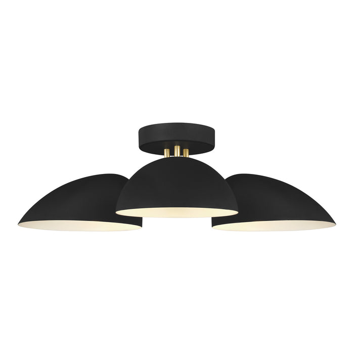 Myhouse Lighting Visual Comfort Studio - EF1023MBK - Three Light Flush Mount - Jane - Midnight Black