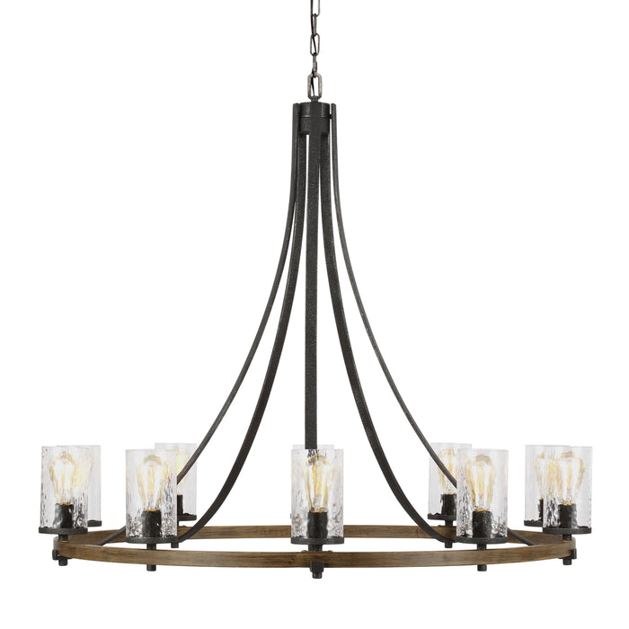 Myhouse Lighting Visual Comfort Studio - F3137/10DWK/SGM - Ten Light Chandelier - Angelo - Distressed Weathered Oak / Slate Grey Metal