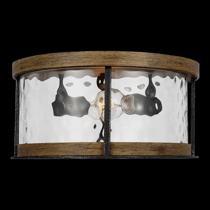 Myhouse Lighting Visual Comfort Studio - FM530DWK/SGM - Two Light Flush Mount - Angelo - Distressed Weathered Oak / Slate Grey Metal