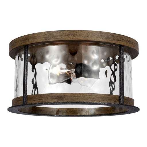 Myhouse Lighting Visual Comfort Studio - FM530DWK/SGM - Two Light Flush Mount - Angelo - Distressed Weathered Oak / Slate Grey Metal