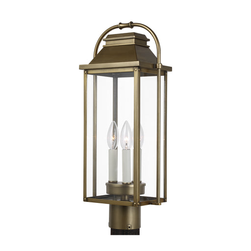 Myhouse Lighting Visual Comfort Studio - OL13207PDB - Three Light Post Lantern - Wellsworth - Painted Distressed Brass