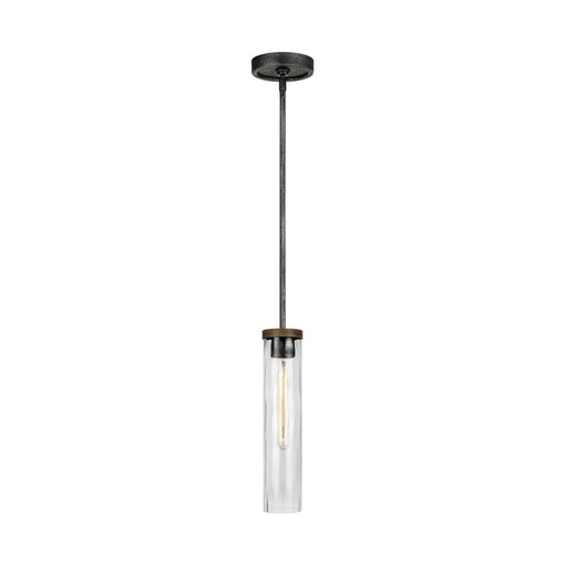 Myhouse Lighting Visual Comfort Studio - P1510DWK/SGM - One Light Pendant - Angelo - Distressed Weathered Oak / Slate Grey Metal