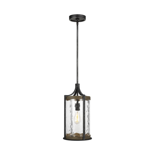 Myhouse Lighting Visual Comfort Studio - P1511DWK/SGM - One Light Pendant - Angelo - Distressed Weathered Oak / Slate Grey Metal