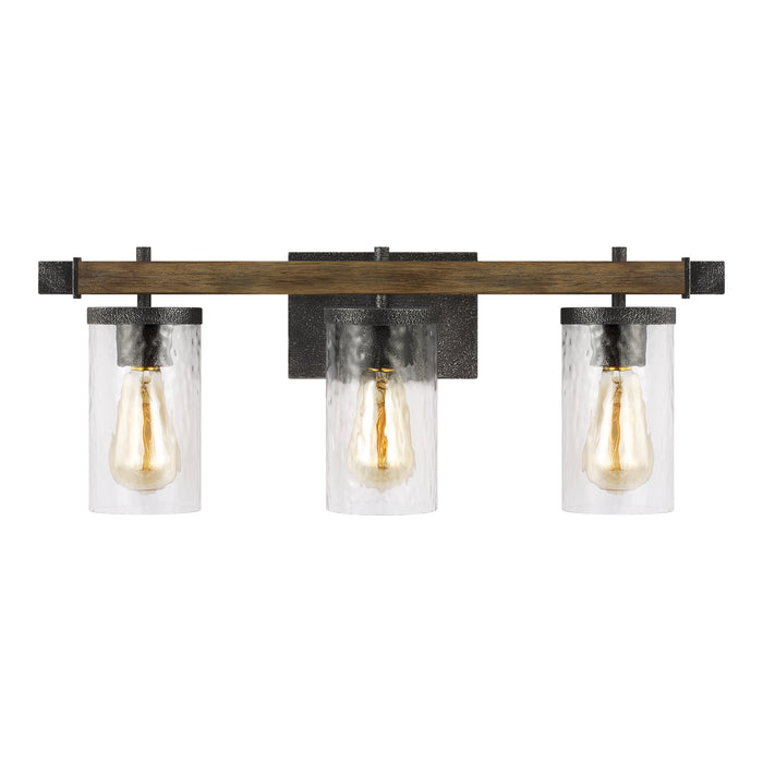 Myhouse Lighting Visual Comfort Studio - VS18253DWK/SGM - Three Light Vanity - Angelo - Distressed Weathered Oak / Slate Grey Metal