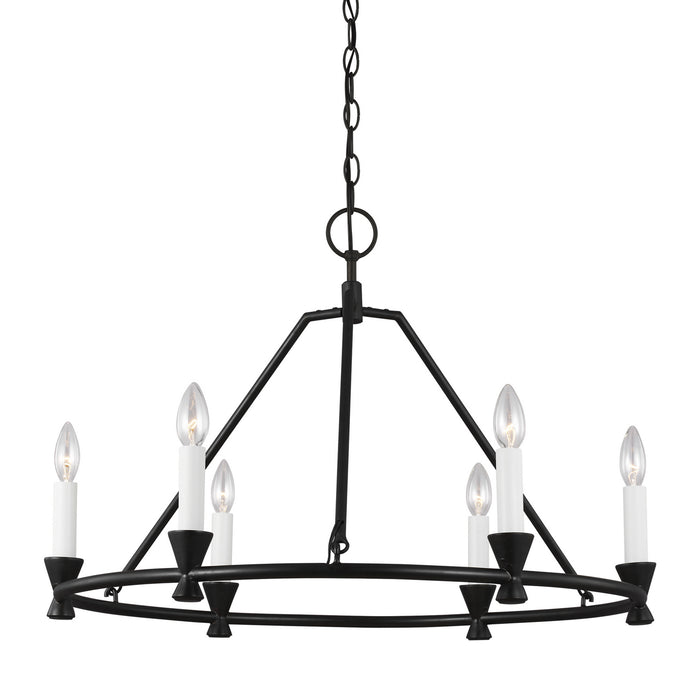 Myhouse Lighting Visual Comfort Studio - CC1196AI - Six Light Chandelier - Keystone - Aged Iron