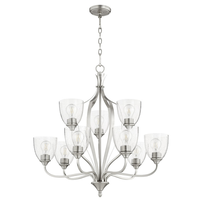 Myhouse Lighting Quorum - 6127-9-265 - Nine Light Chandelier - Jardin - Satin Nickel w/ Clear/Seeded