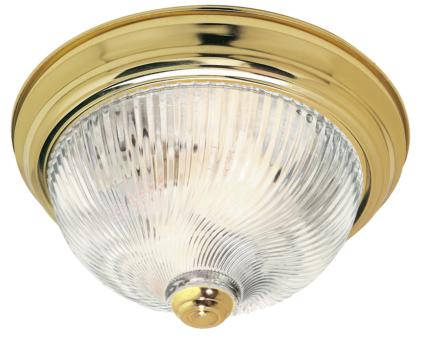 Two Light Flush Mount in Polished Brass