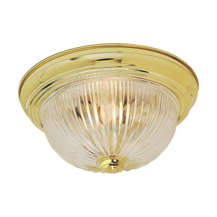 Two Light Flush Mount in Polished Brass