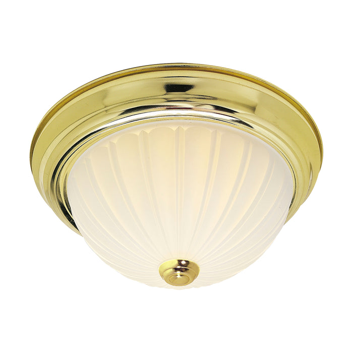 Two Light Flush Mount in Polished Brass