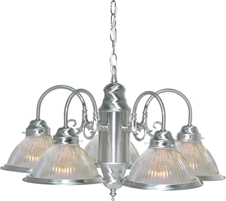 Five Light Chandelier in Brushed Nickel