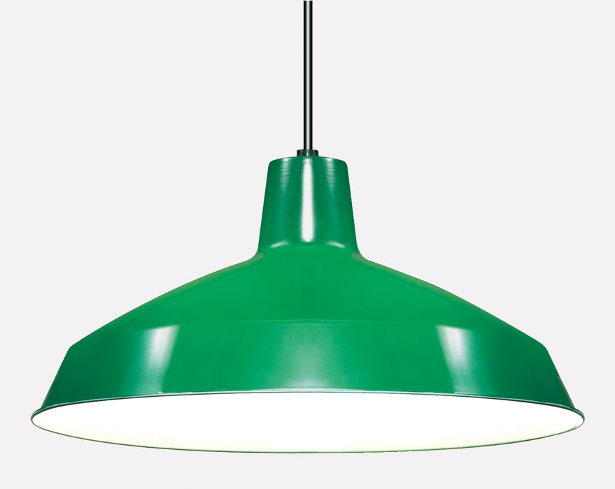 One Light Pendant in GreenWhite Interior