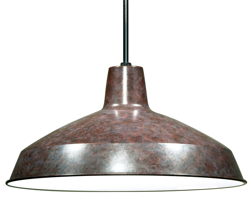 One Light Hanging Lantern in Old Bronze / White Interior